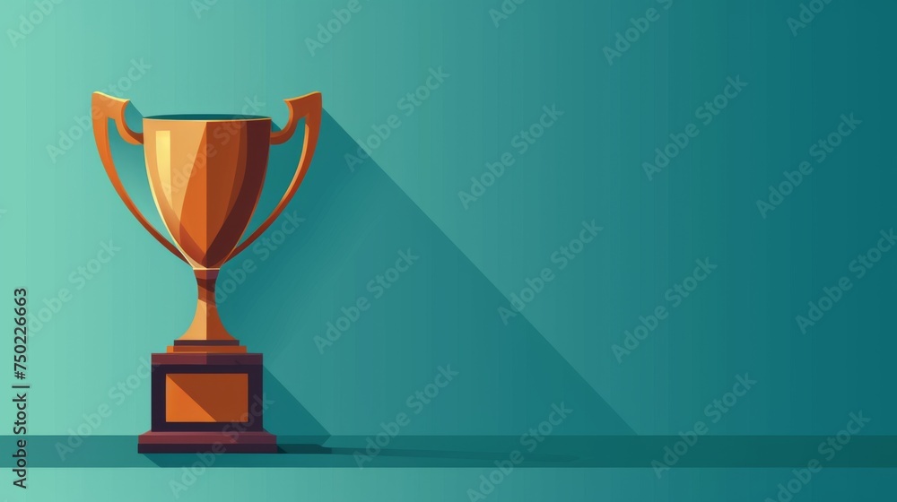 Trophy Against Teal - Minimalist Sports Victory Concept - Copy Space Design - Generative AI Trophy Against Teal - Minimalist Sports Victory Concept - Copy Space Design - Generative AI