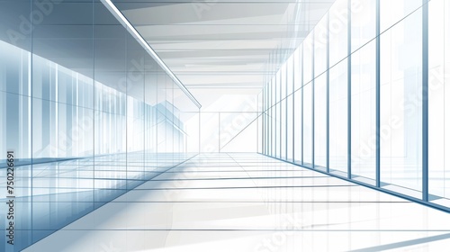 Corporate Glass Corridor - Minimalist Office Building Interior - Modern Professionalism Background - Generative AI