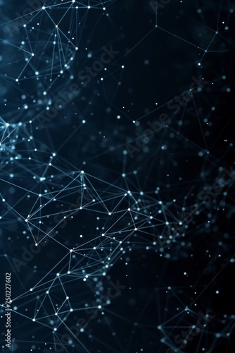 Digital Data Network - Interconnected Nodes on Dark Blue Background - Modern Technology Concept - Generative AI © Cristiano Venti