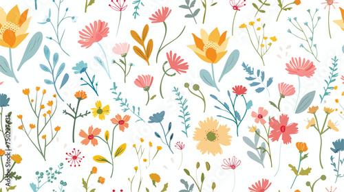 Seamless floral pattern isolated on white background