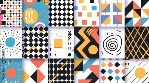 Set of abstract geometric patterns. Seamless vector