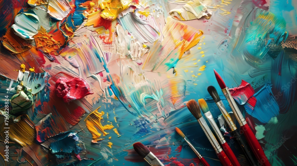 Obraz premium World Art Day background. Copy space. The concept abstract background. Colorful background. 