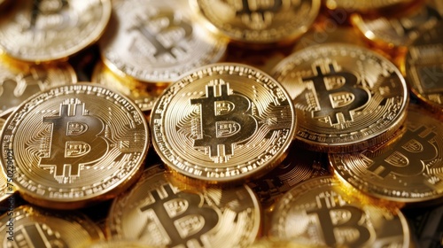 golden bitcoin cryptocurrency, futuristic a virtual currency designed to act as futuristic money.