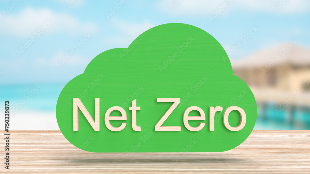 The Net zero text on cloud for eco concept 3d rendering.. The Net zero text on cloud for eco concept 3d rendering..