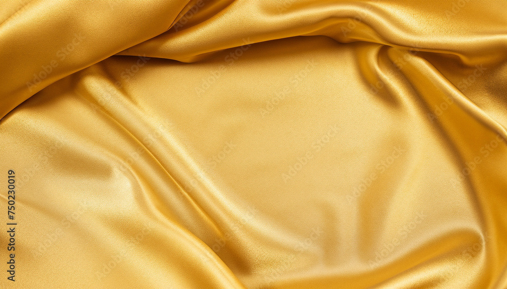 Fototapeta premium Golden satin or silk background; gold; fabric texture; abstract pattern, empty template for your design