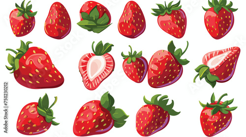 Strawberry red berries cartoon collection isolated i