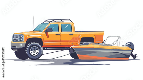Suv towing boat vector illustration graphic design i