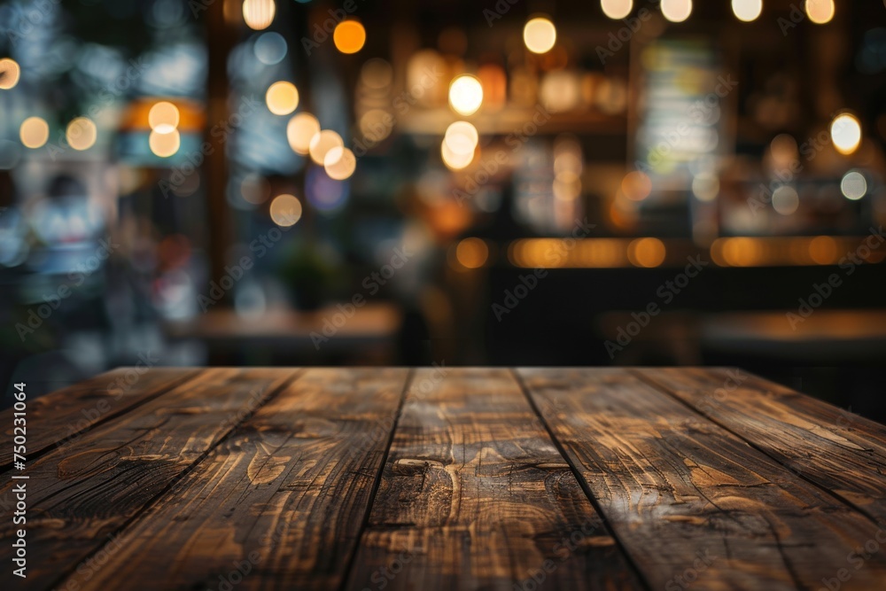 Clear table at café with blurred background