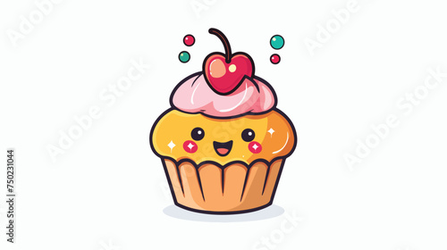 Sweet and delicious cupcake kawaii character isolate