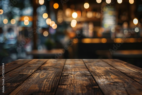 Clear table at café with blurred background