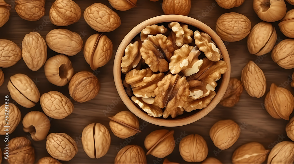 Fresh walnuts full frame close-up for background Fresh walnuts full frame close-up for background