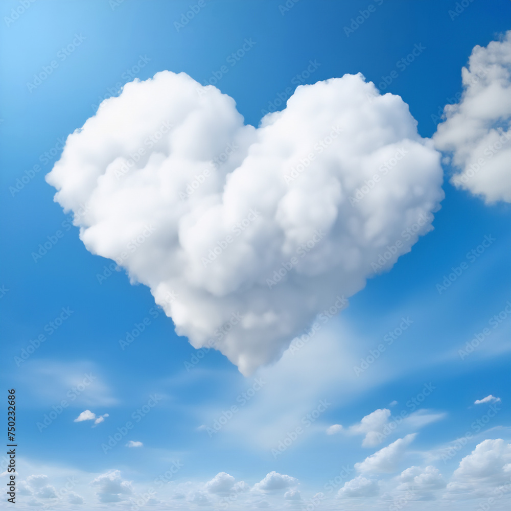 Heart shaped clouds. Conceptual image of love. AI image. Heart shaped clouds. Conceptual image of love. AI image.