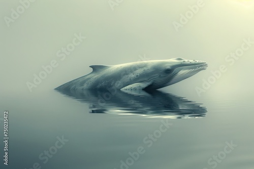 Heaven s quiet resident a serene whale at rest presented in a minimalist style that captures the essence of tranquility