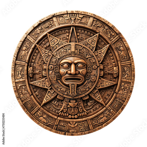 Magnificent Aztec Calendar isolated on white background