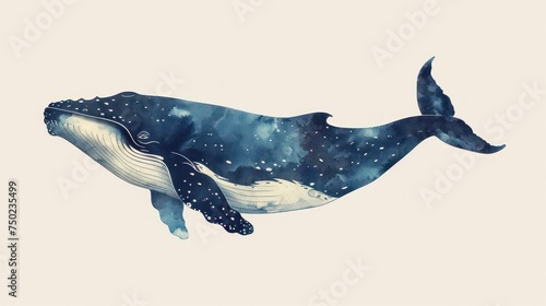 Heavenly whale in a serene slumber its peaceful rest captured in a simple yet profound minimalist style photo