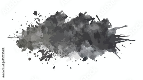 Watercolor black and gray grey texture splash isolat