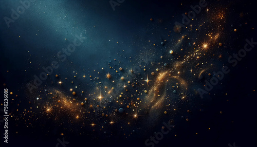 An elegant navy background sprinkled with gold sparkles representing a starry night