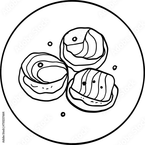 Gravlax. Jewish food. Hand drawn vector ink illustration.