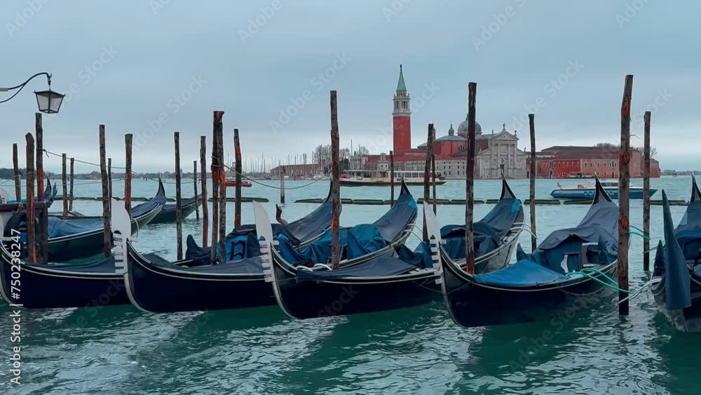 Medieval houses, narrow canals, bridges, gondolas in Venice, Italy, February 10, 2024. High quality 4k footage Medieval houses, narrow canals, bridges, gondolas in Venice, Italy, February 10, 2024. High quality 4k footage