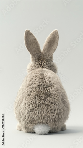 a cute chubby bunny sitting on his back on a white background