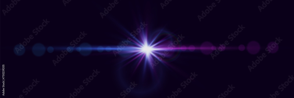 Special starlight glare effect. Spotlight flash with rays. Bright star explosion with sparkles. Vector EPS10