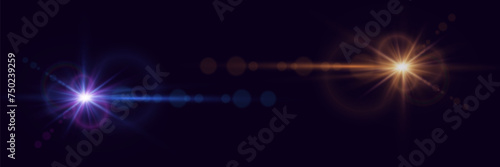 Set of light flashes and lens. Glare of light and lenses. Vector EPS10 © DENYS