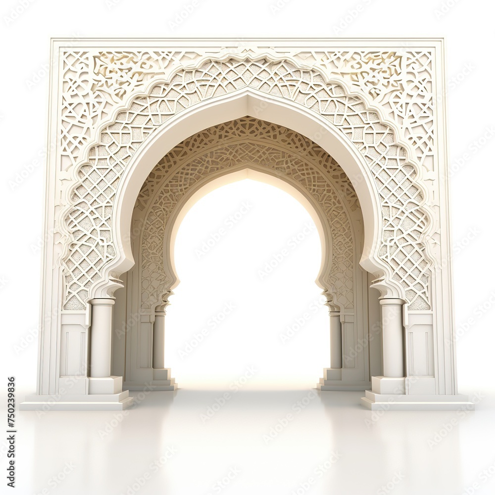 3d illustration of arabic portal on a white background, Ai Generated