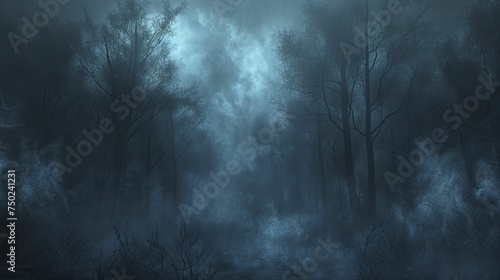 Explore the eerie, fog-covered haunted forest for Halloween items and spooky merchandise.