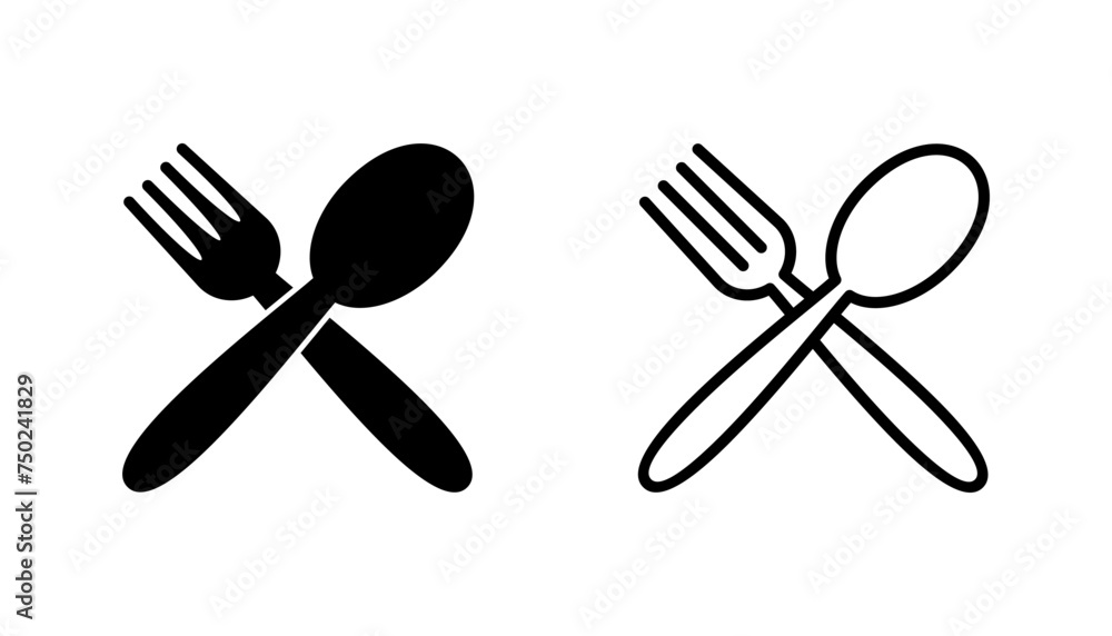 spoon and fork icon set. spoon, fork and knife icon vector. restaurant icon spoon and fork icon set. spoon, fork and knife icon vector. restaurant icon