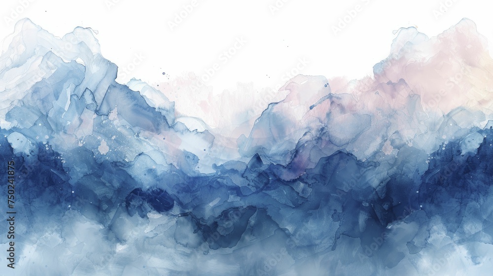 Soothing abstract watercolor backdrop with serene stage for calming beauty products