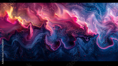 A stunning visualization of vibrant colors that appear to dance and intertwine like flames and cosmic matter