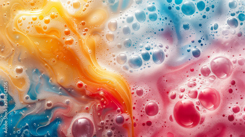 Macro shot showing a brilliant play of colors in soap bubbles, creating a dreamy abstract effect