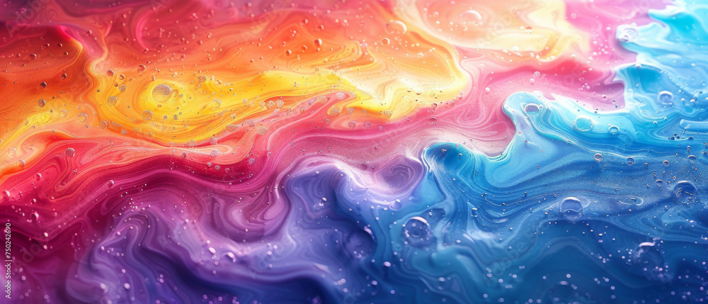 A colorful swirling abstract pattern with water droplets, evoking joy and the fluidity of life A colorful swirling abstract pattern with water droplets, evoking joy and the fluidity of life