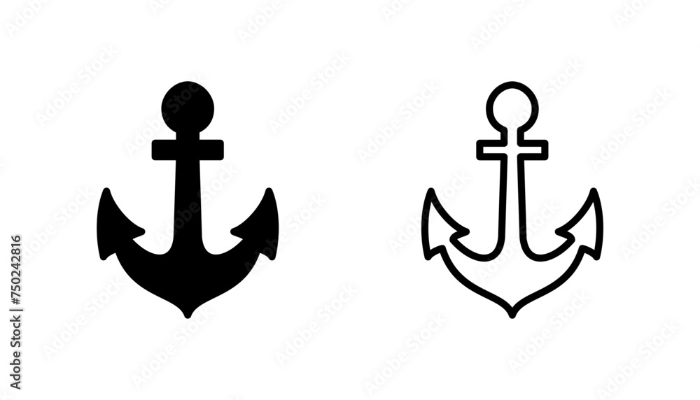 Anchor icon set. Anchor symbol logo. Anchor marine icon. Anchor icon set. Anchor symbol logo. Anchor marine icon.