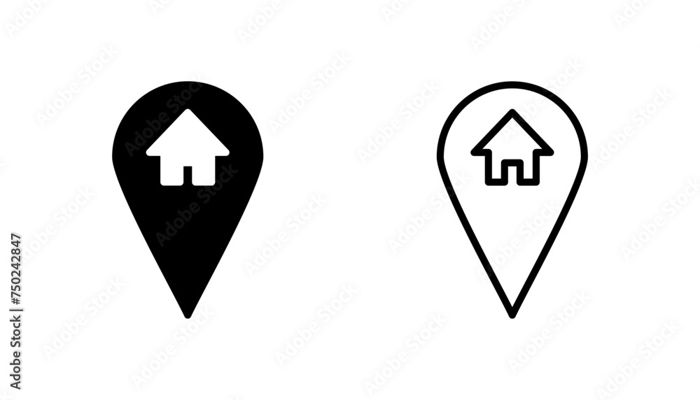 Address icon set. home location icon vector Address icon set. home location icon vector