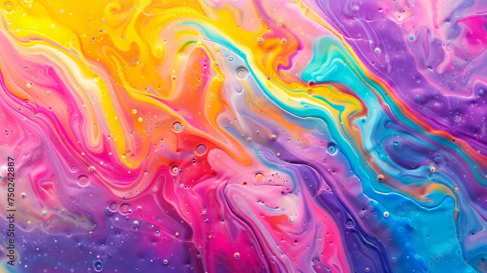A lively and richly colored liquid wave pattern that offers a fine representation of fluid dynamics and abstract art