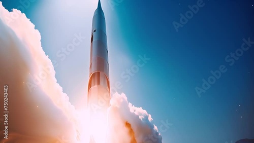 Large Rocket Launching Into the Sky Generative AI photo
