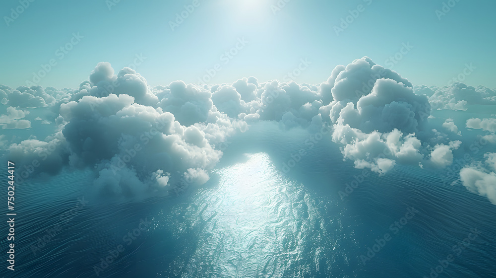 Naklejka premium clouds above an ocean, mid day, from above