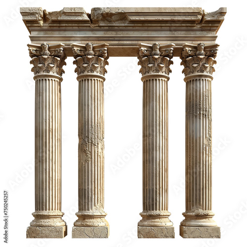 Magnificent Ancient Roman Columns isolated on white background