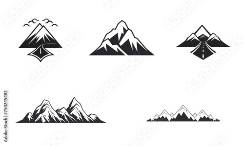mountain pics black and white vector illustration isolated transparent background, logo, cut out or cutout t-shirt print design,  poster, baby products, packaging design