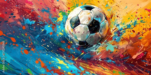 festive celebration of football event with paint splashes