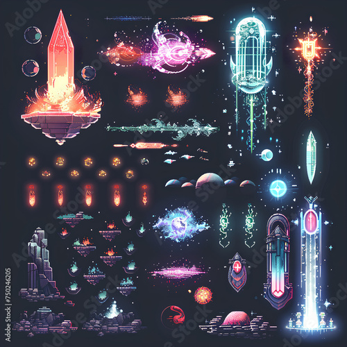 Pixel art teleportation/ portal game asset