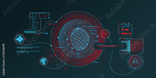 Exploration interface by sci-fi infographics.