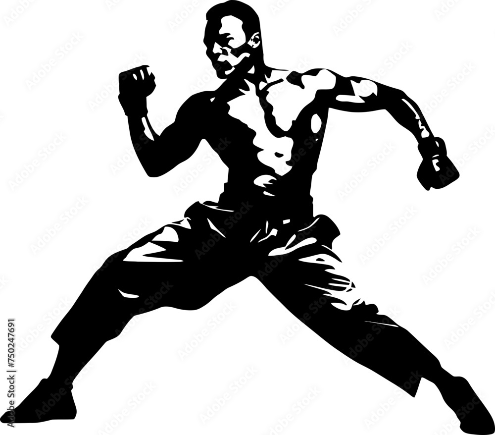 Obraz premium muay thai fighter silhouette