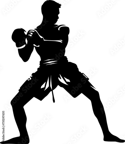 muay thai fighter silhouette