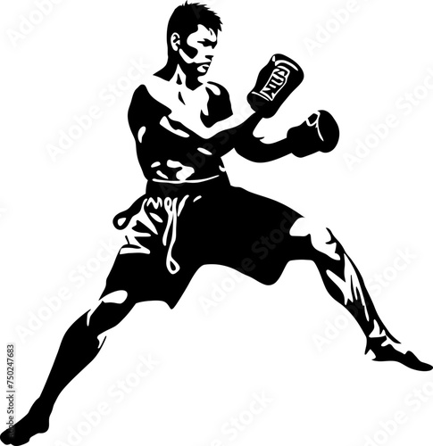 muay thai fighter silhouette
