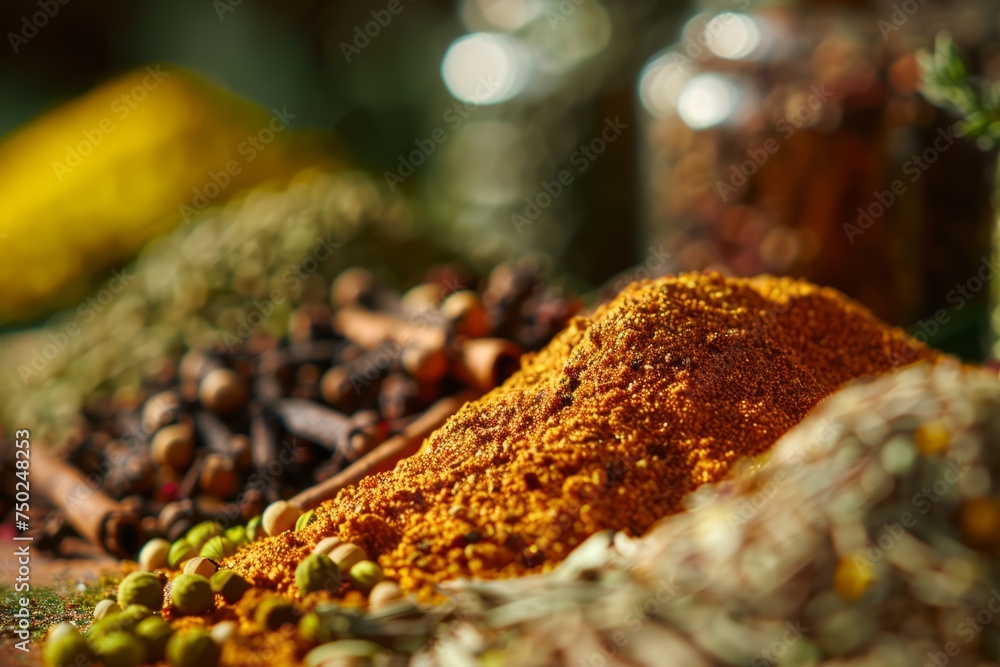 Pile of Spices on Table