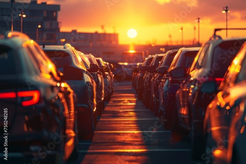 Busy Parking Lot at Sunset © Ilugram