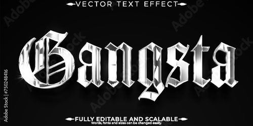 Chrome text effect, editable metallic and shiny text style