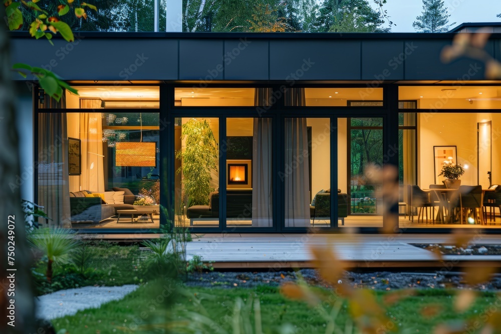 Modern House With Glass Walls and Many Windows